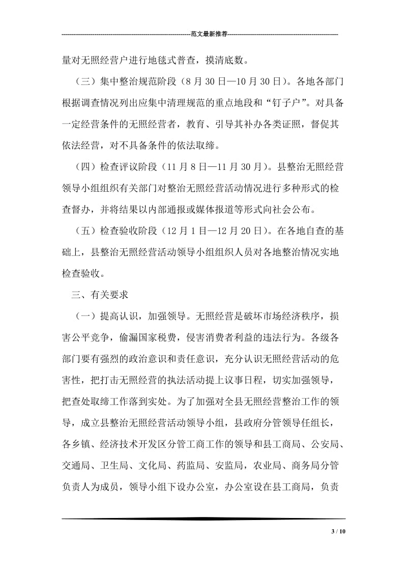 工商局开展查处取缔无照经营活动实施方案.doc_第3页