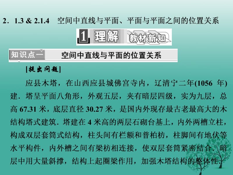 高中数学 2_1_3-4 空间中直线与平面、平面与平面之间的位置关系课件 新人教A版必修2..ppt_第1页