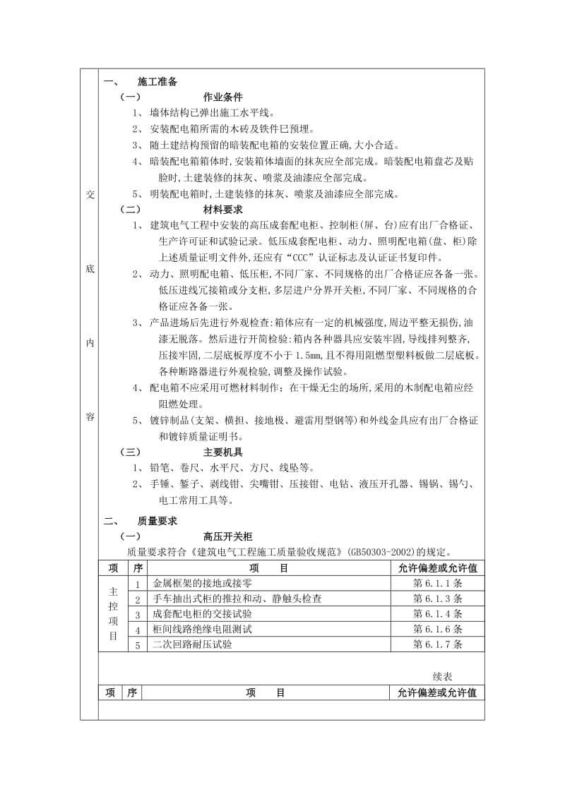 配电箱安装分项工程质量技术交底卡.doc_第2页