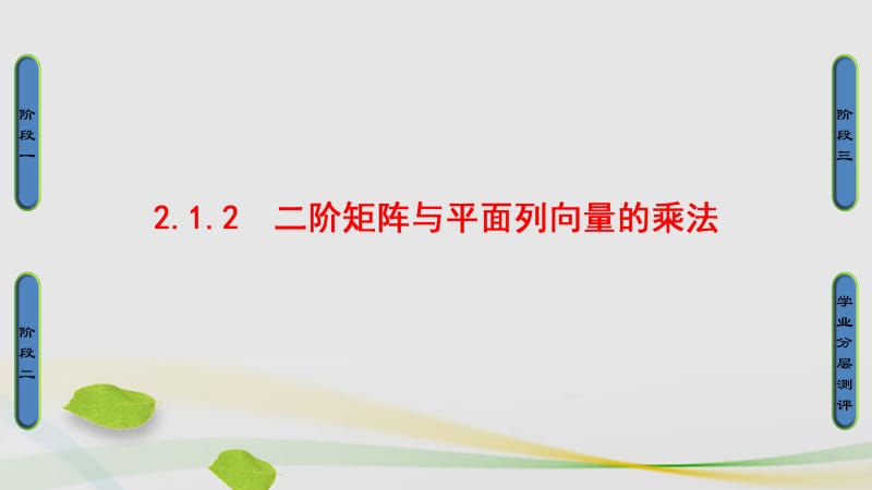 高中数学 2_1 二阶矩阵与平面向量 2 二阶矩阵与平面列向量的乘法课件 苏教版选修4-2..ppt_第1页