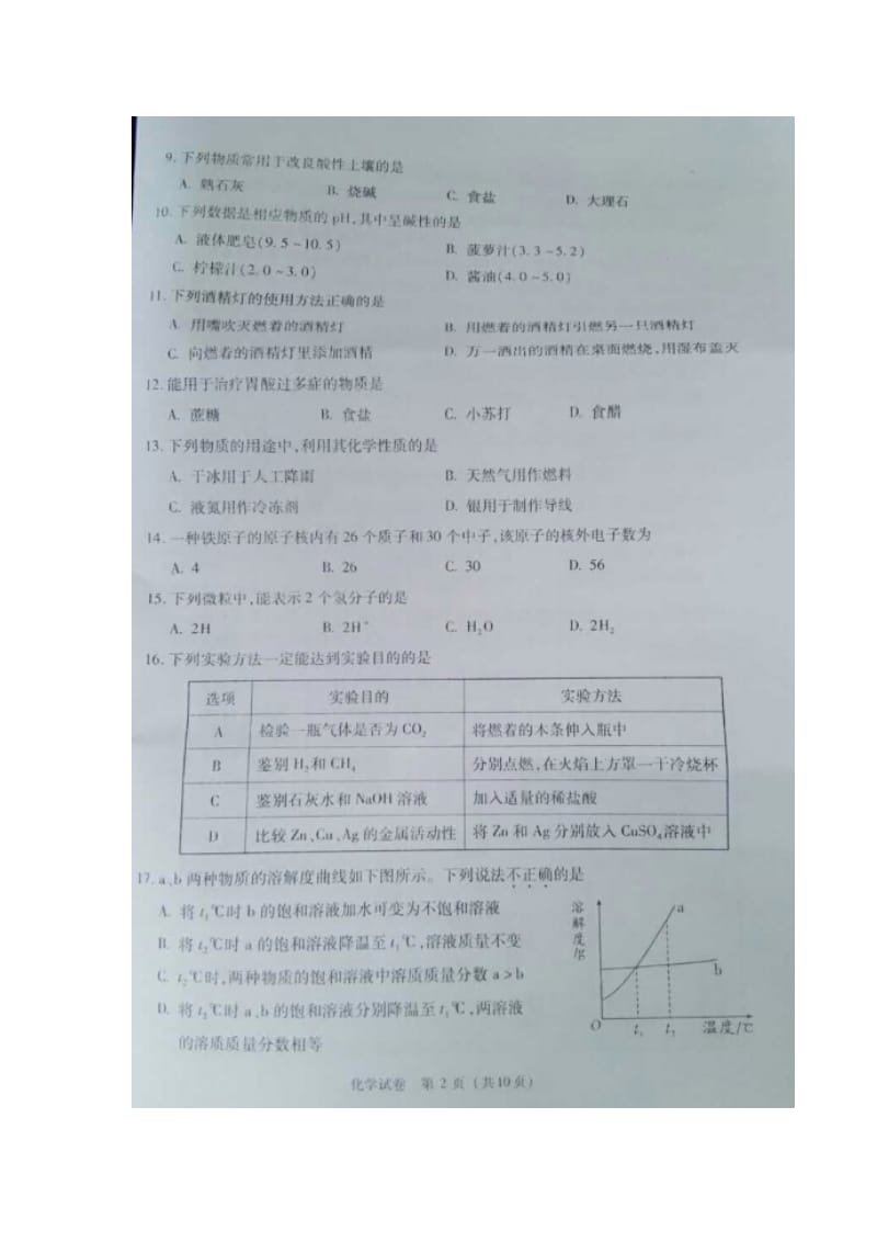 2015年北京市高级中学招生考试化学试卷.doc_第2页