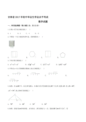 吉林省中考数学试卷及答案(Word版)名师制作精品教学资料.doc