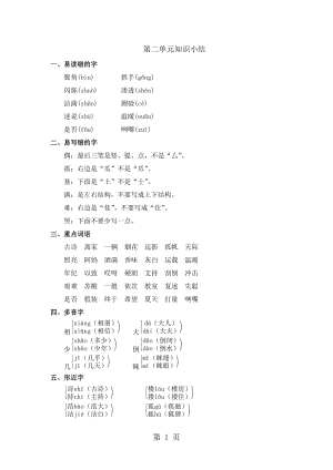 三年级上册语文素材-第二单元知识小结_冀教版.doc