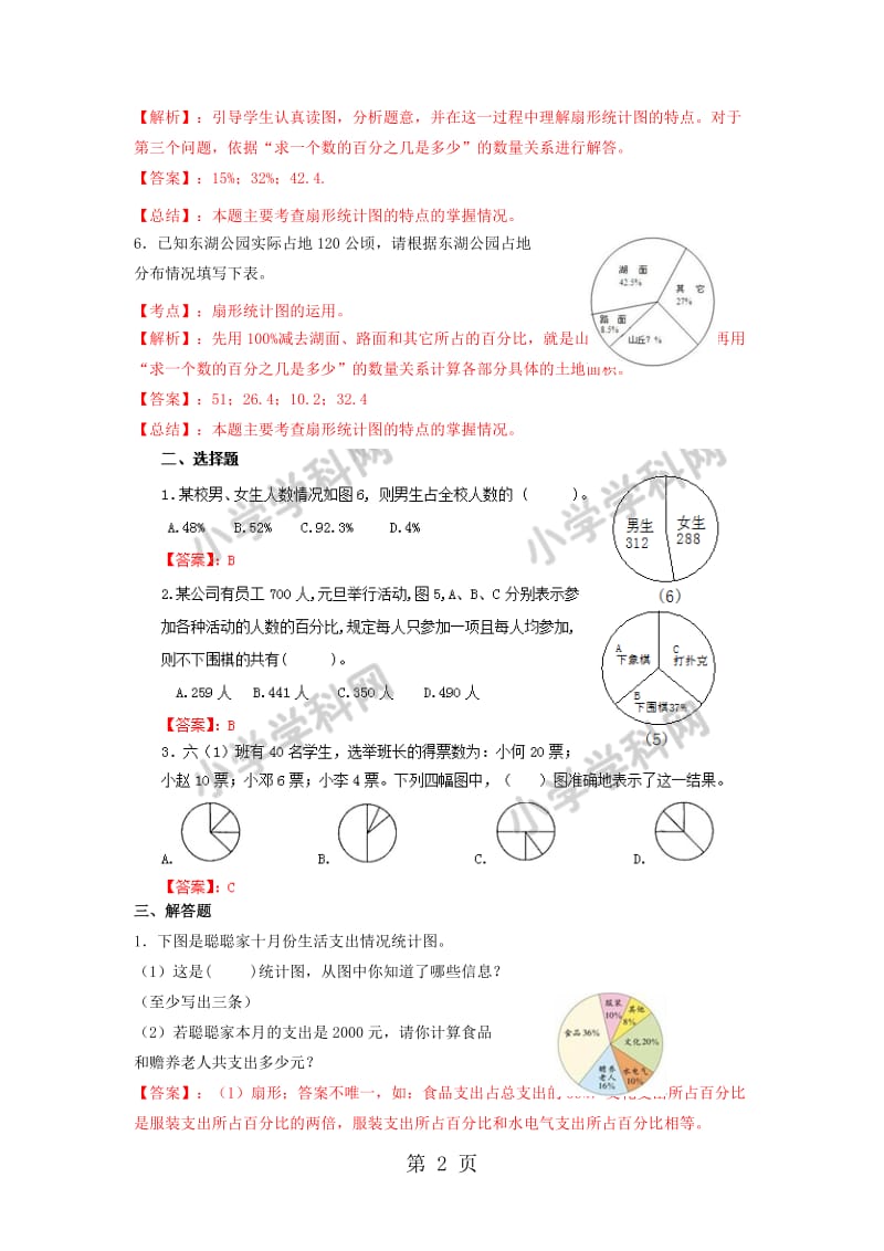 【精品】六年级下册数学同步练习及解析-1.1 扇形统计图_苏教版（2014秋）.docx_第2页