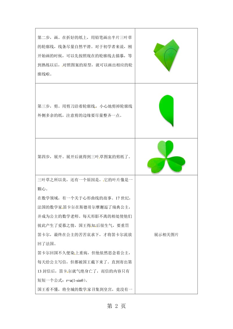 【精品】巧手工坊之趣味剪纸-幸运的三叶草教学设计.docx_第2页