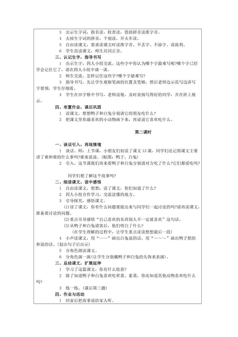 襄州四中小学部导学案设计18鸭子和白兔请客.doc_第2页