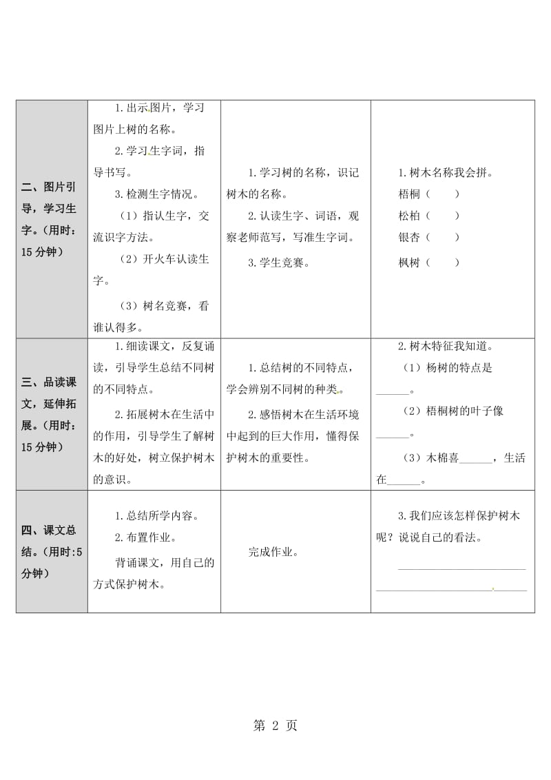 二年级上册语文教案- 树之歌 _人教（部编本）（2016）.doc_第2页