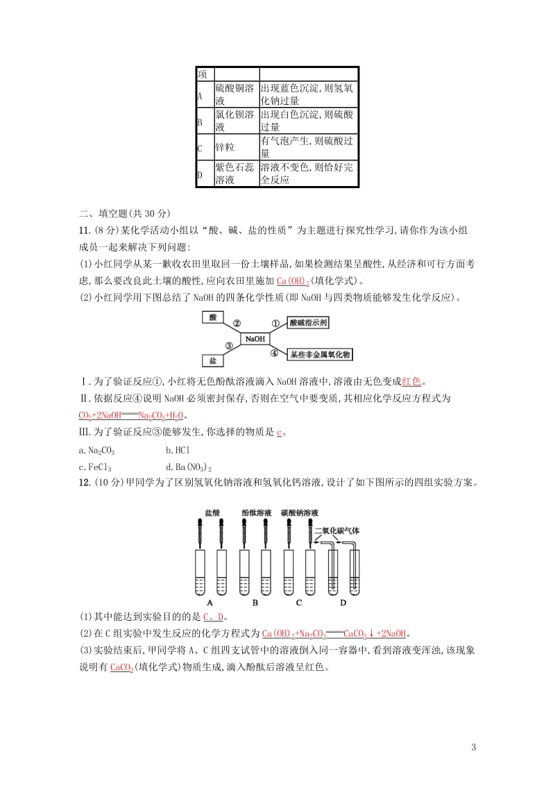 2018年中考化学复习第10单元酸和碱专题检测十二酸和碱试题新版新人教版2017110633.doc_第3页