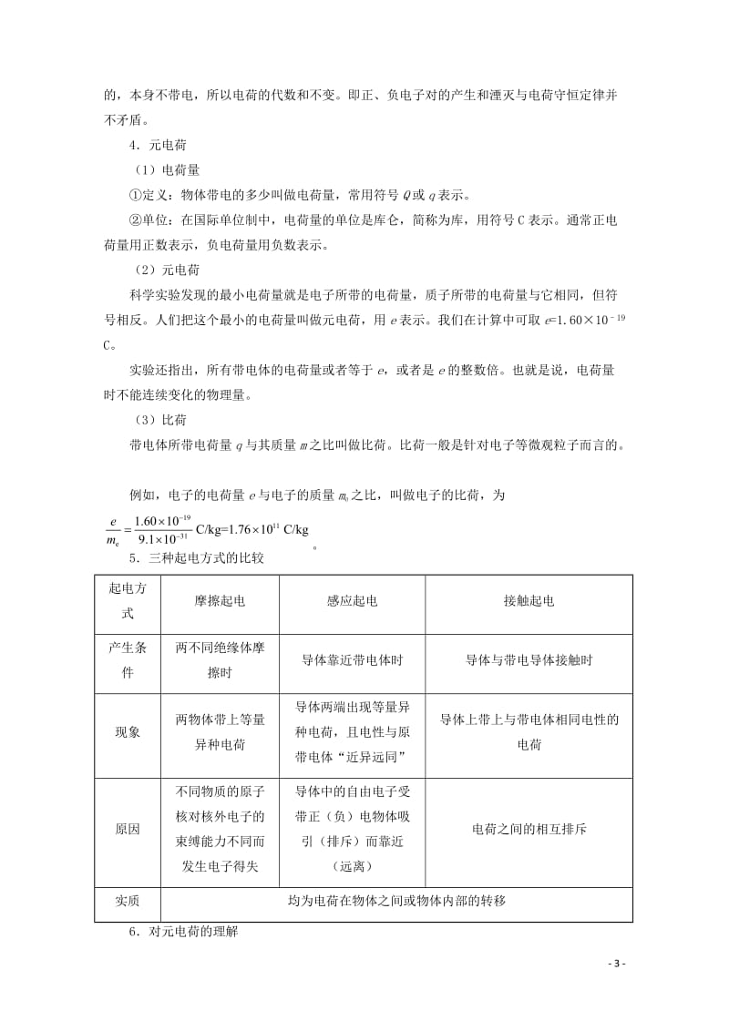 全国通用2018年高考物理考点一遍过专题33电荷性质及其描述库仑定律含解析201711023160.doc_第3页