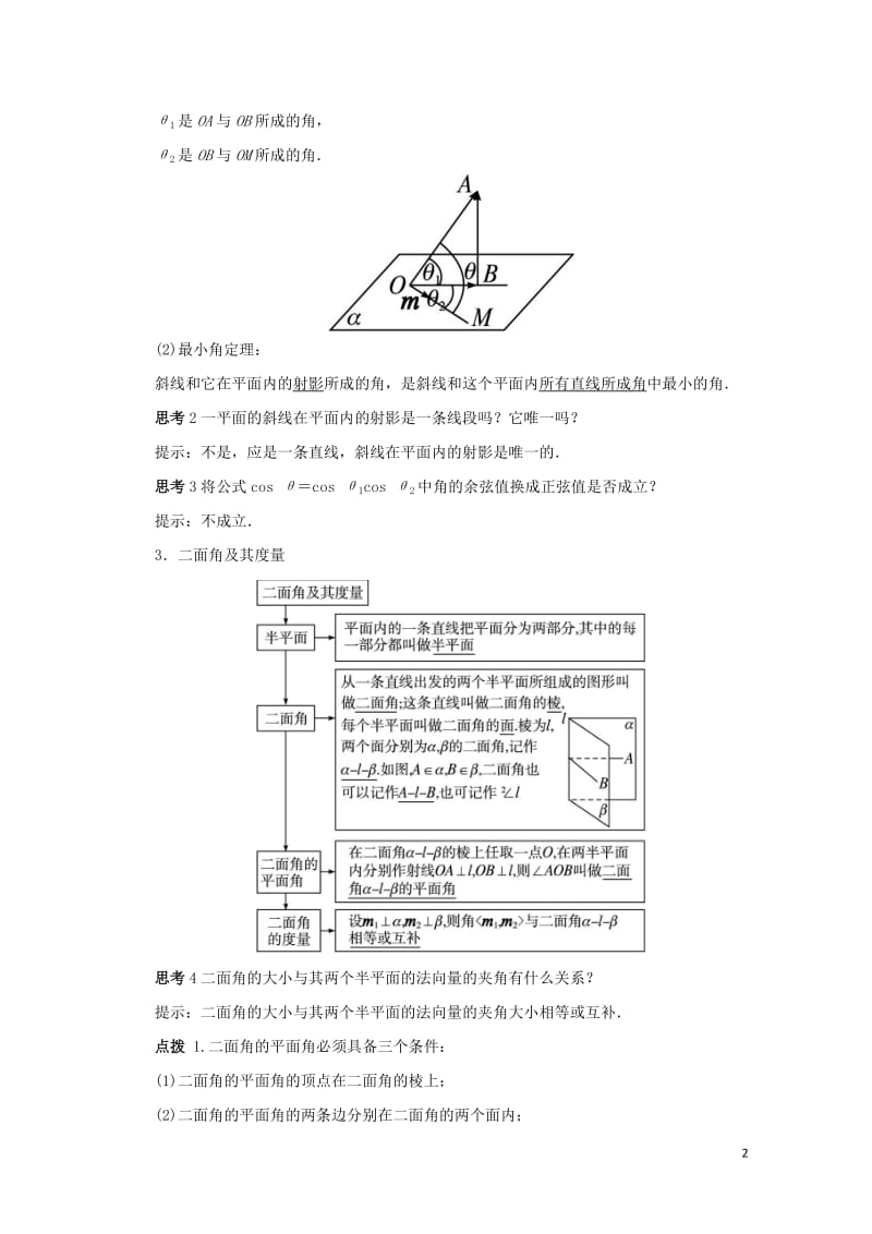 高中数学第三章空间向量与立体几何3.2空间向量在立体几何中的应用3.2.3_3.2.4预习导航学案新.doc_第2页