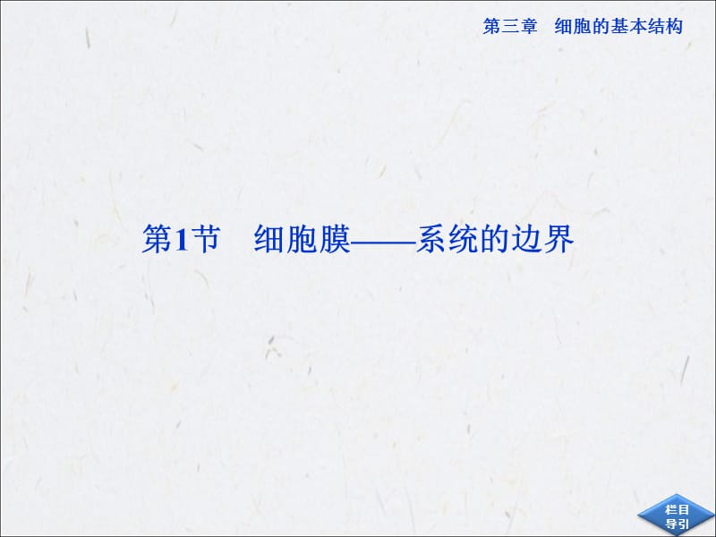 人民教育版高中生物必修1同步教学课件 第三章第1节细胞膜——系统的边界-精选文档.ppt_第1页