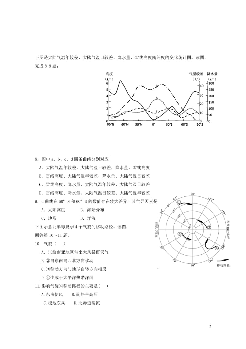 广东省揭阳市2018届高三地理上学期第一次月考试题201710310229.doc_第2页