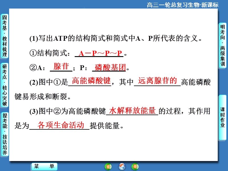 2018年2015《课堂新坐标》高考生物大一轮复习配套课件：必修1-第3单元-第2讲ATP与细胞呼吸-文档资料.ppt_第3页