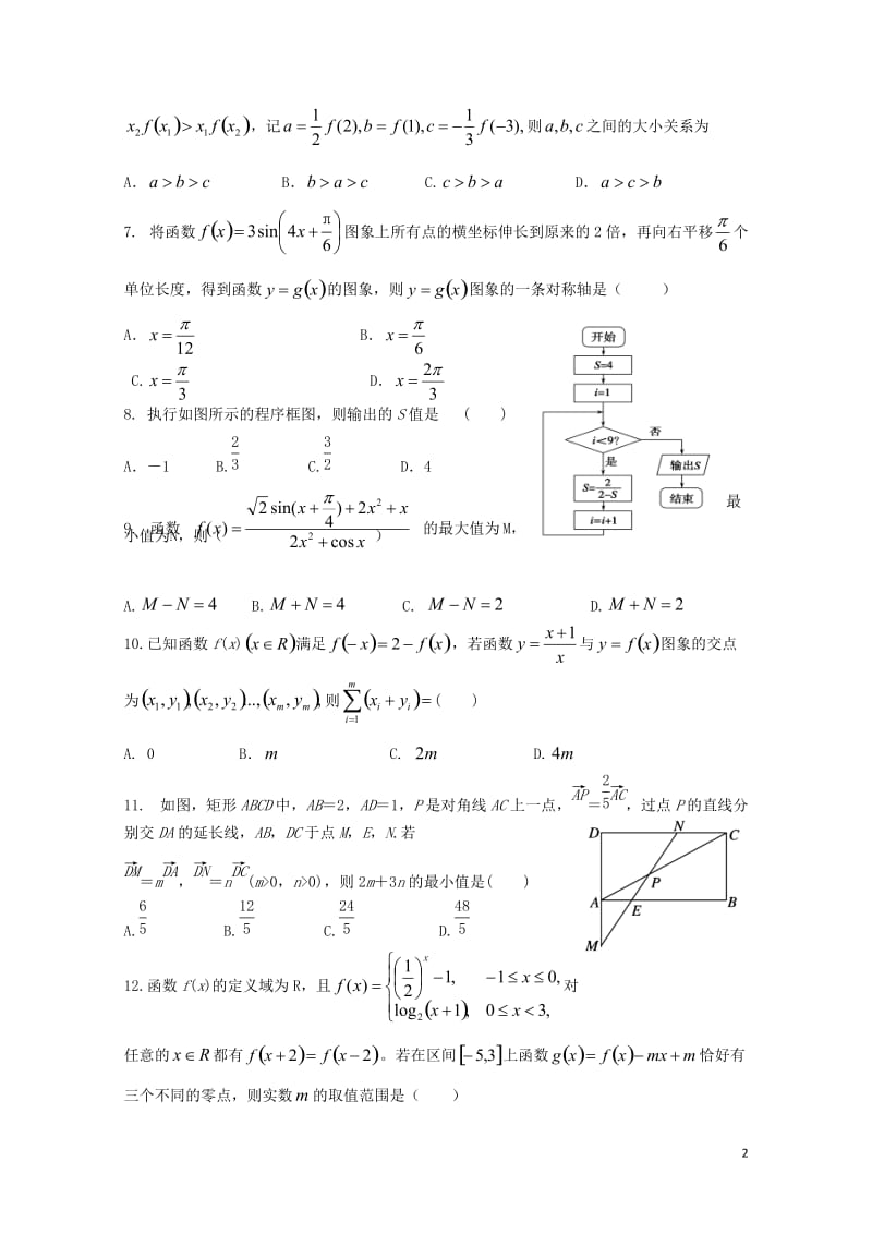 湖南省永州市祁阳县2018届高三数学10月月考试题理201710310269.doc_第2页