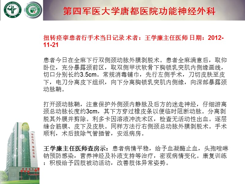 双侧颈动脉外膜剥脱术治疗扭转痉挛的可行性分析-文档资料.ppt_第3页