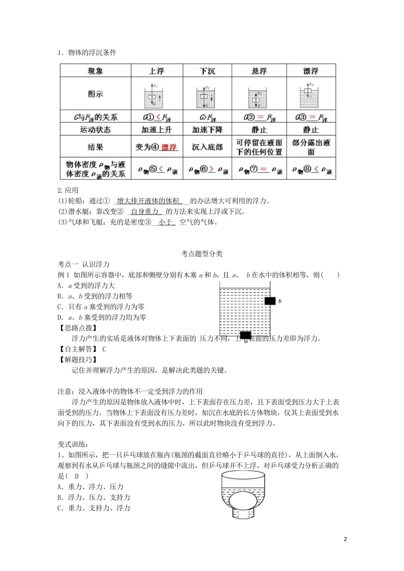 中考物理一轮复习第十章浮力20181020422.wps_第2页