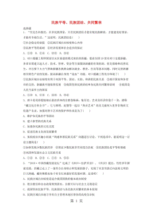 粤教版九年级道德与法治上册第一单元1.2.2民族平等、民族团结、共同繁荣 同步练习-word文档.doc