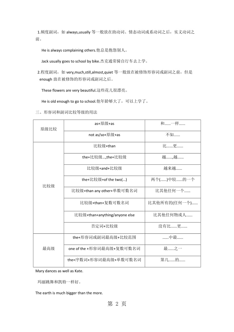 牛津深圳版初二形容词和副词专题学案-word文档.docx_第2页