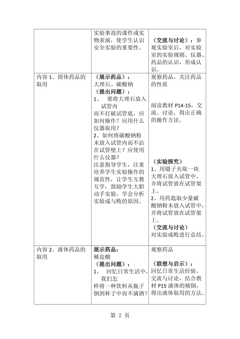 人教版初中化学课标版九年级上册第一单元课题3走进化学实验室学案（无答案）-word.doc_第2页