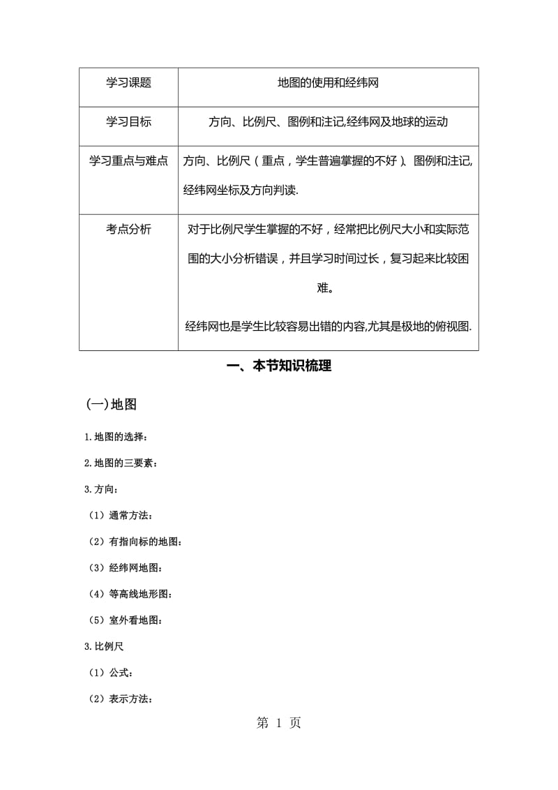 湘教版地理我们怎样学地理和认识地球复习学案（无答案）-word文档资料.docx_第1页