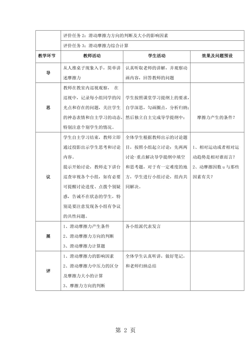 湖北省武汉市高中物理 第三章 相互作用 3.3.1 滑动摩擦力教案 新人教版必修1-word文档.doc_第2页