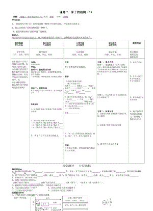 人教课标版 初 中 化学 九年级上册第三单元课题2 原子的结构导学案（无答案）-word文档资料.doc