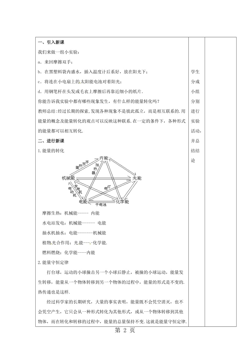 第十四章第3节 能量的转化和守恒-word.doc_第2页