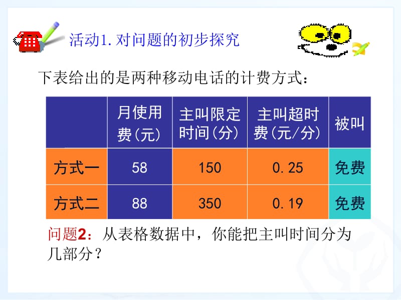 3.4实际问题与一元一次方程电话计费问题.ppt_第3页