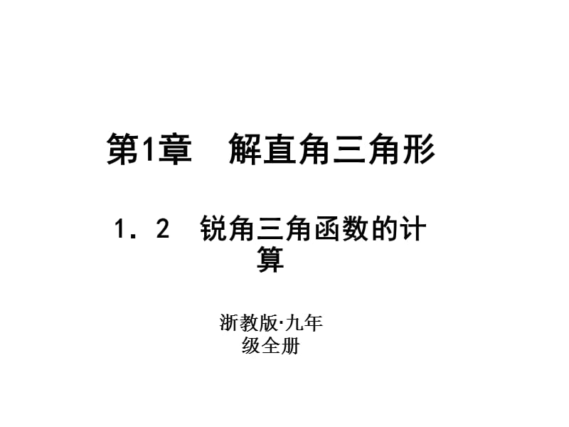 2018-2019学年浙教版九年级数学下册习题课件：1.2　锐角三角函数的计算 (共11张PPT).ppt_第1页