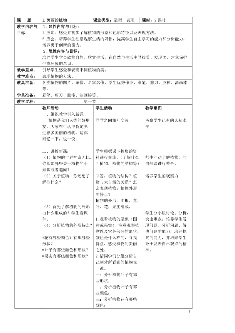 [四年级其它课程]第四册美术教案.doc_第1页