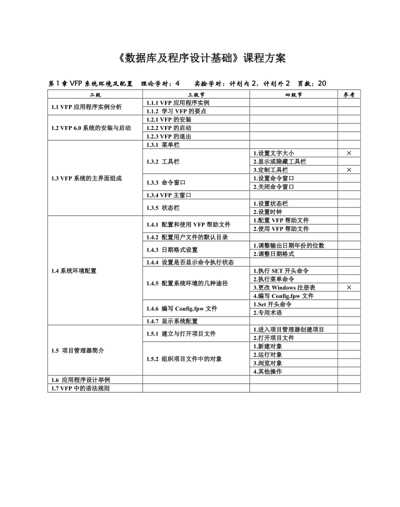 [工学]数据库及程序设计基础课程计划及方案.doc_第1页