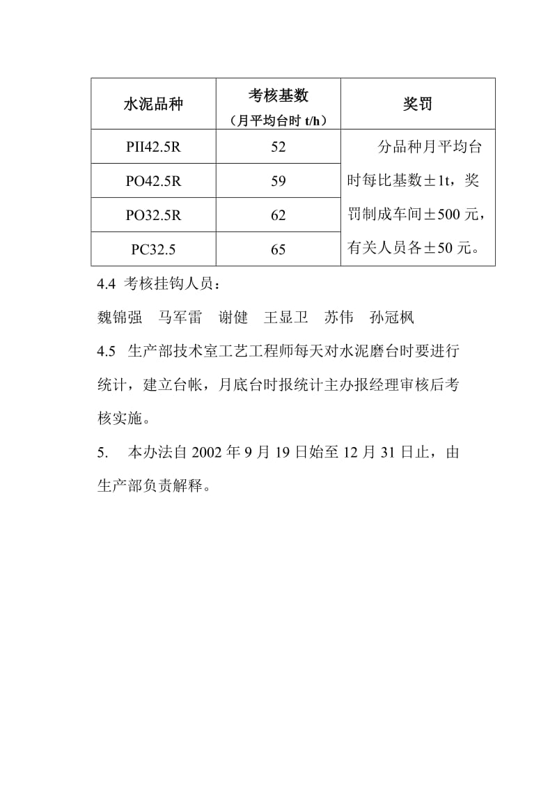 [法律资料]编号：LSZD—514水泥磨台时考核规定.doc_第2页