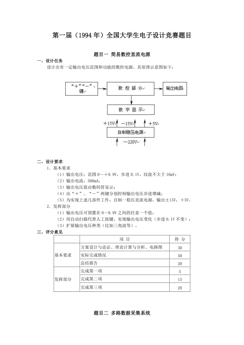 [英语考试]全国大学生电子设计竞赛试题1-8届.doc_第1页