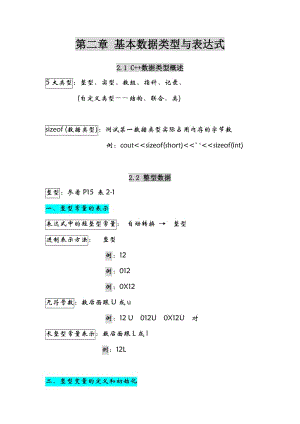 [计算机]面向对象程序设计技术_第2章 基本数据类型与表达式.doc