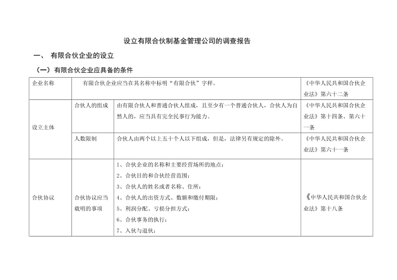 [法律资料]设立有限合伙制基金公司的调查报告.doc_第1页