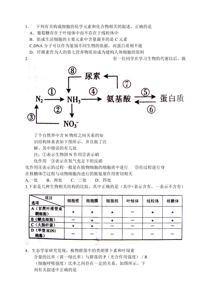 [高三理化生]泸州市一诊考试题.doc_第1页