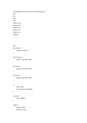 [计算机软件及应用]各浏览器默认css.doc