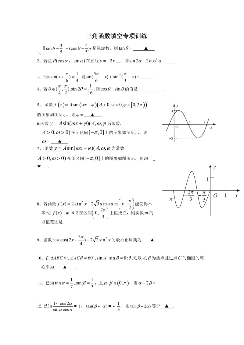 [高三数学]三角函数课后训练.doc_第1页