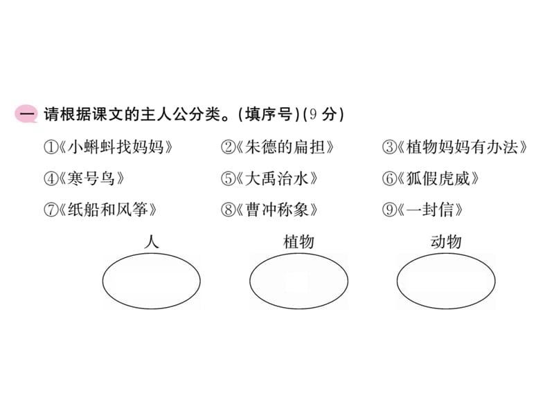 二年级上语文作业课件-专项复习测试（三）课文理解与运用 人教（部编版）(共11张PPT).ppt_第2页