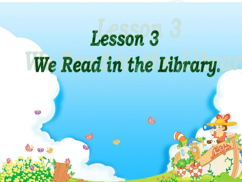 三年级下册英语课件－Unit 5《Lesson 3 we read in the library》｜鲁科版（五四学制）（三起） (共16张PPT).ppt_第1页