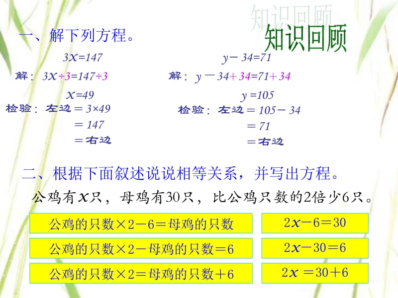 五年级上册数学课件-《稍复杂的方程》 人教版新课标（2018秋）(共10张PPT).ppt_第2页