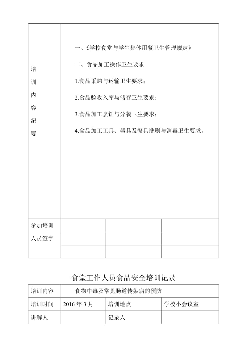 学校食堂工作人员食品安全培训记录..doc_第3页