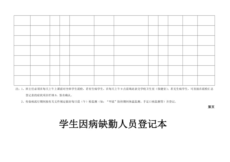 学生因病缺勤人员登记表..doc_第2页