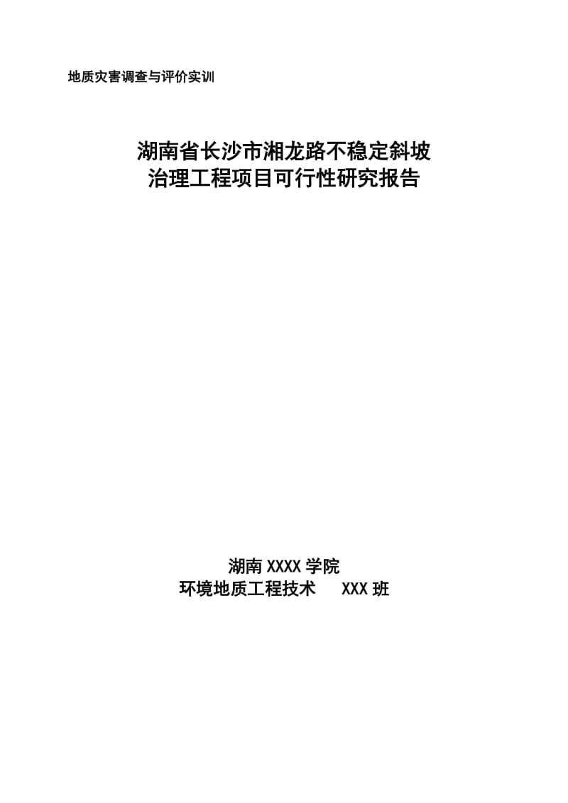 湖南省长沙市湘龙路崩塌与滑坡治理工程项目可行性研究报告.doc_第1页