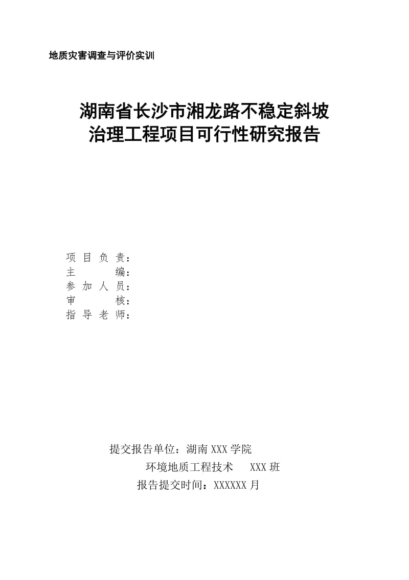 湖南省长沙市湘龙路崩塌与滑坡治理工程项目可行性研究报告.doc_第2页