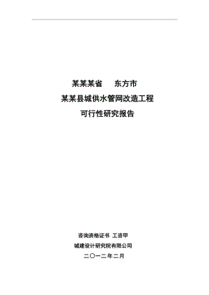 某某县城供水管网改造工程可行性研究报告（市政设计院） .doc