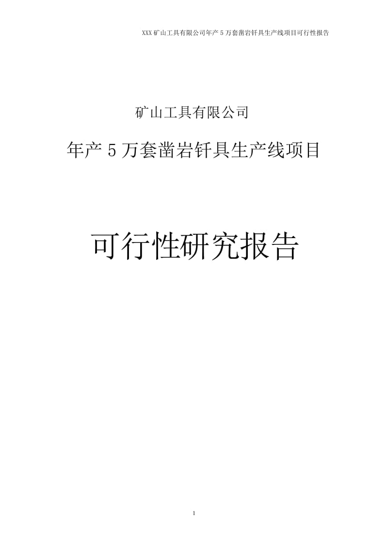 年产5万套凿岩钎具生产线建设项目可行性研究报告.doc_第1页