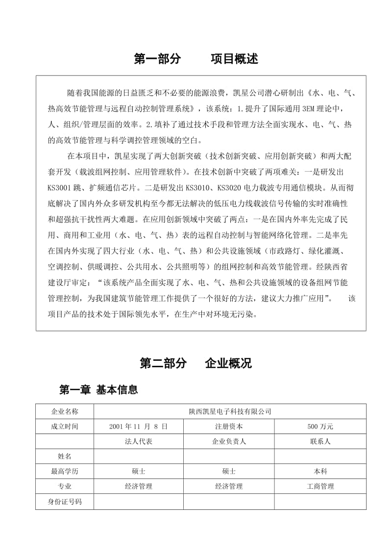 凯星电子项目可行性研究报告.doc_第1页