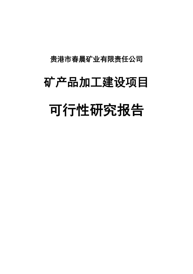 矿产品加工建设项目可行性研究报告.doc_第1页