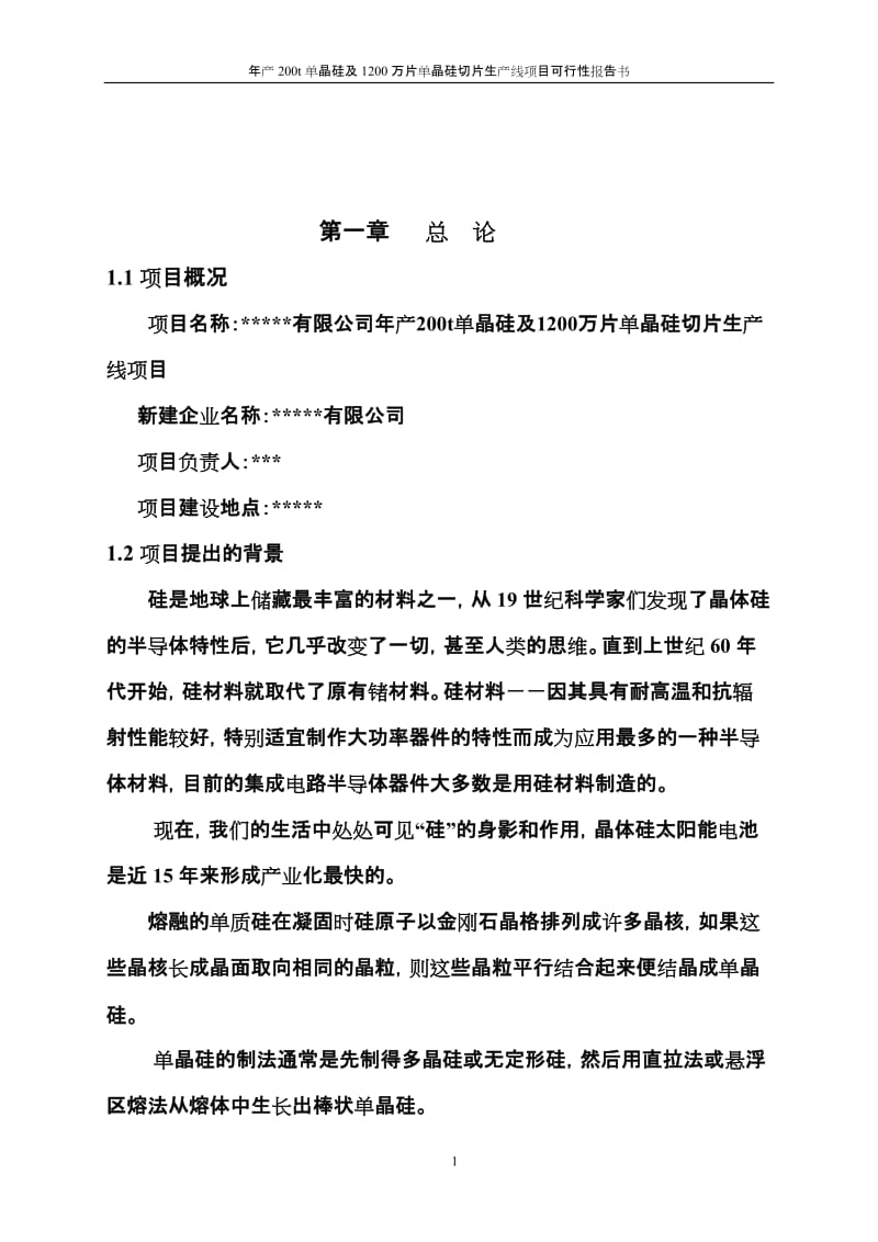 年产200T单晶硅及1200万片单晶硅切片生产线项目可行性研究报告.doc_第2页